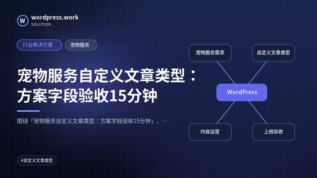 宠物服务自定义文章类型:方案字段验收15分钟|行业解决方案|宠物服务