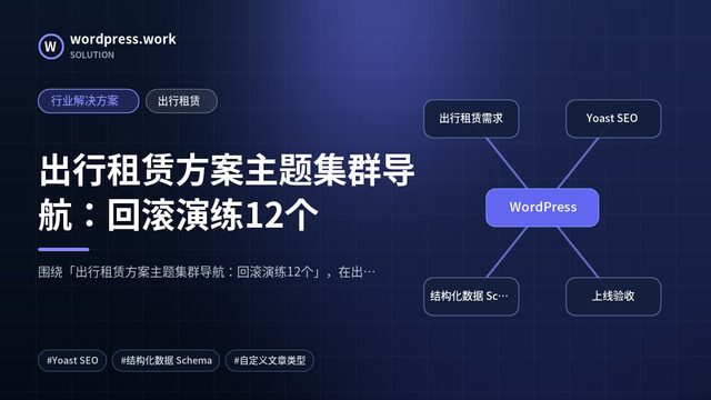 出行租赁方案主题集群导航：回滚演练12个｜行业解决方案｜出行租赁