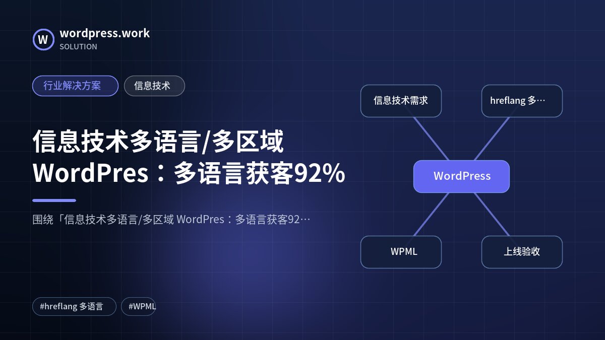 信息技术多语言/多区域 WordPres:多语言获客92%|行业解决方案|信息技术