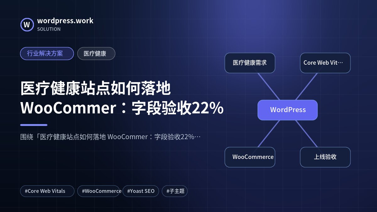 医疗健康站点如何落地 WooCommer：字段验收22%｜行业解决方案｜医疗健康