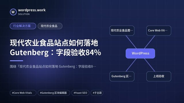 现代农业食品站点如何落地 Gutenberg：字段验收84%｜行业解决方案｜现代农业食品