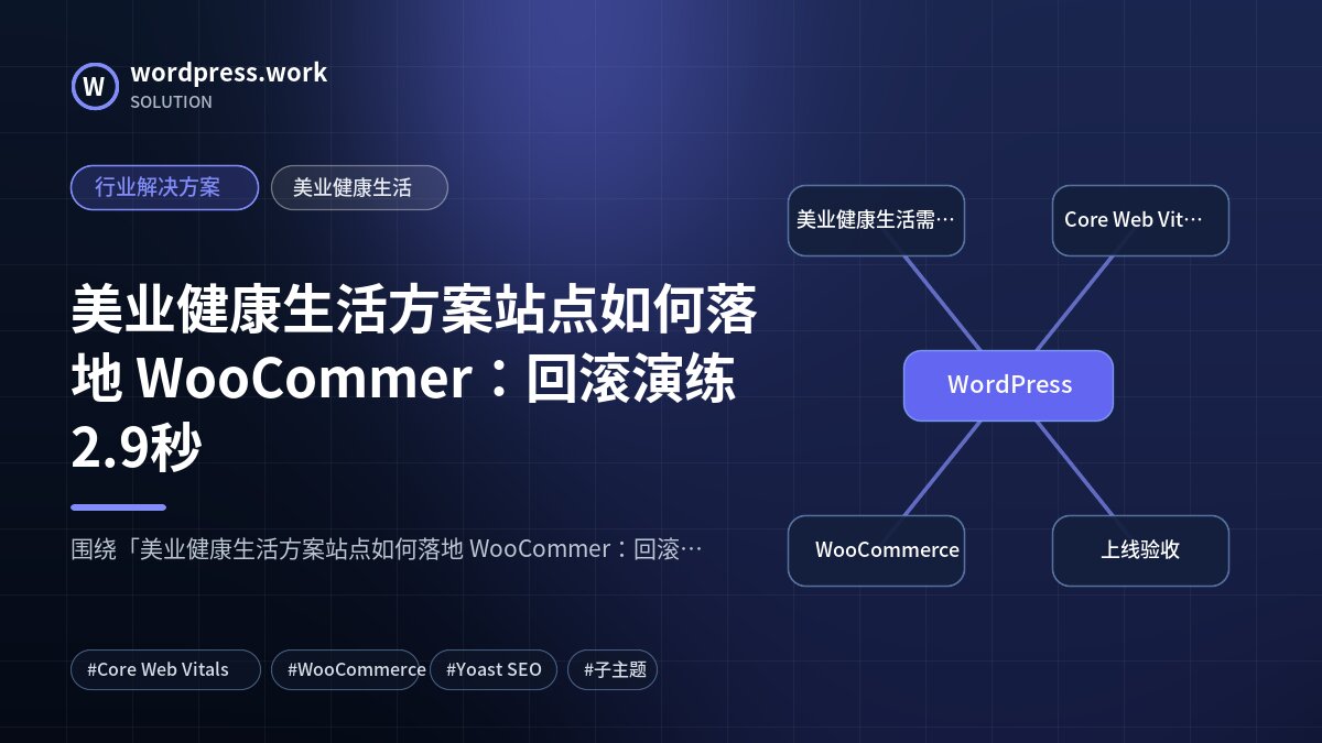 美业健康生活方案站点如何落地 WooCommer:回滚演练2.9秒|行业解决方案|美业健康生活