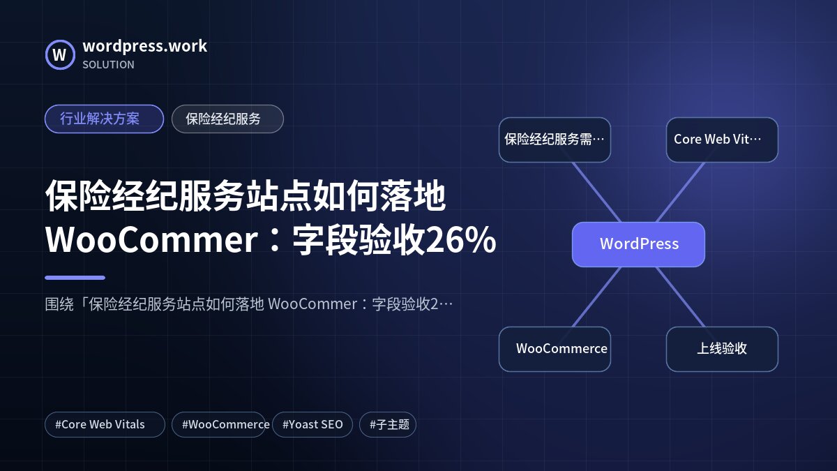 保险经纪服务站点如何落地 WooCommer:字段验收26%|行业解决方案|保险经纪服务