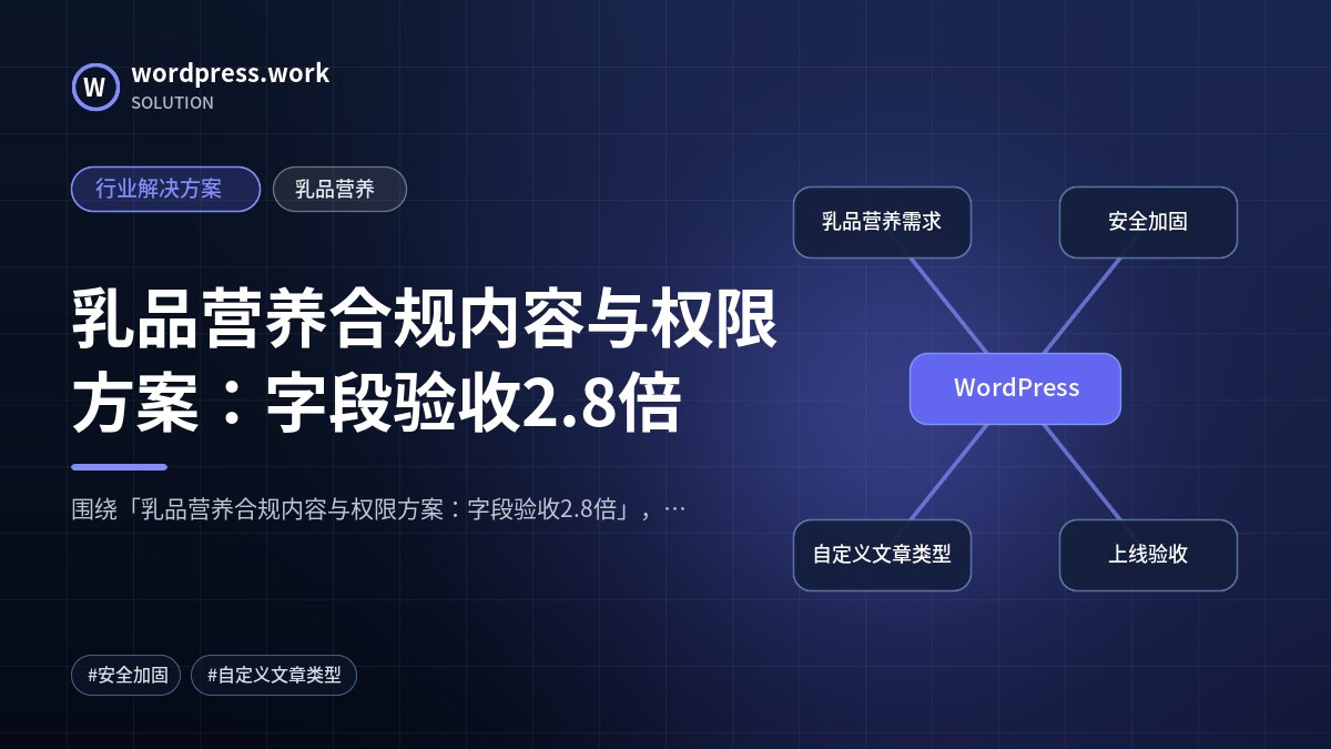 乳品营养合规内容与权限方案:字段验收2.8倍|行业解决方案|乳品营养