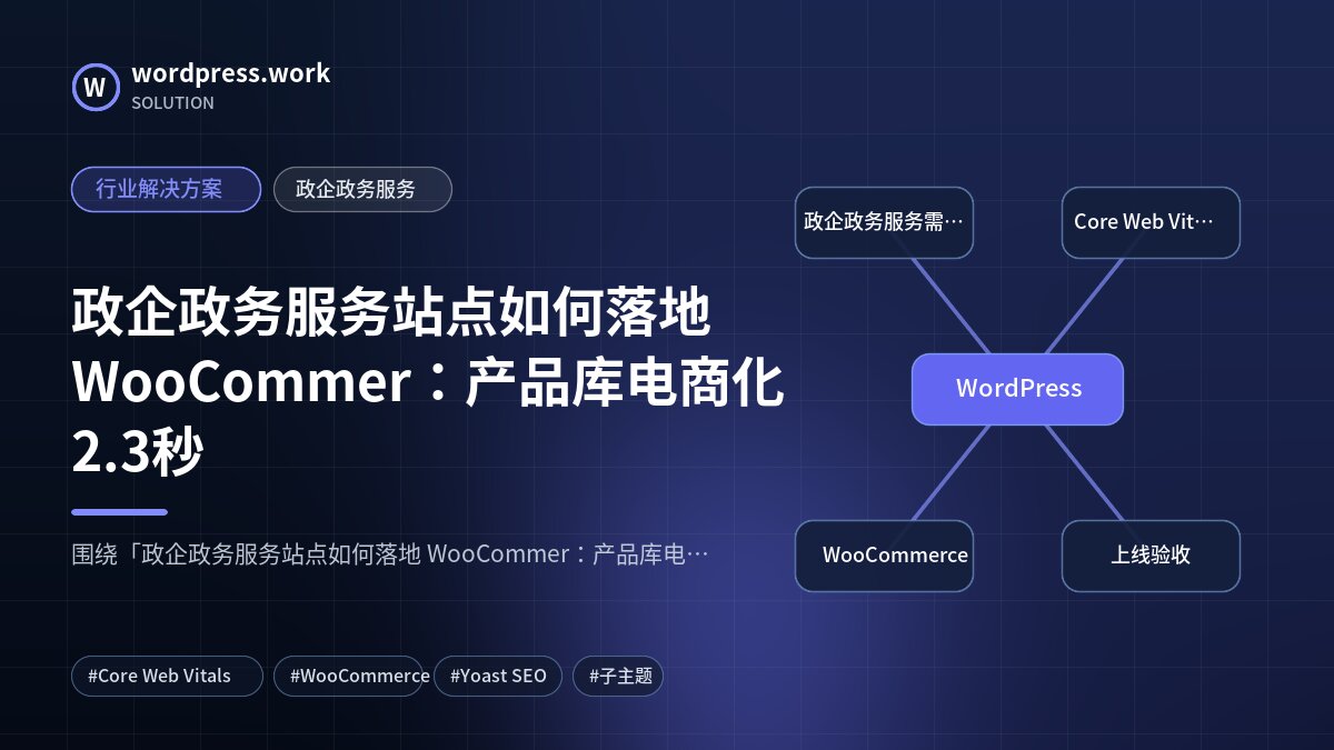 政企政务服务站点如何落地 WooCommer：产品库电商化2.3秒｜行业解决方案｜政企政务服务