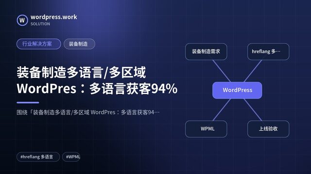 装备制造多语言/多区域 WordPres:多语言获客94%|行业解决方案|装备制造
