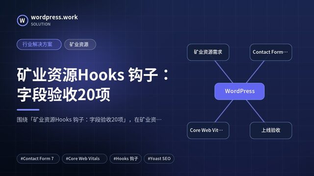 矿业资源Hooks 钩子:字段验收20项|行业解决方案|矿业资源
