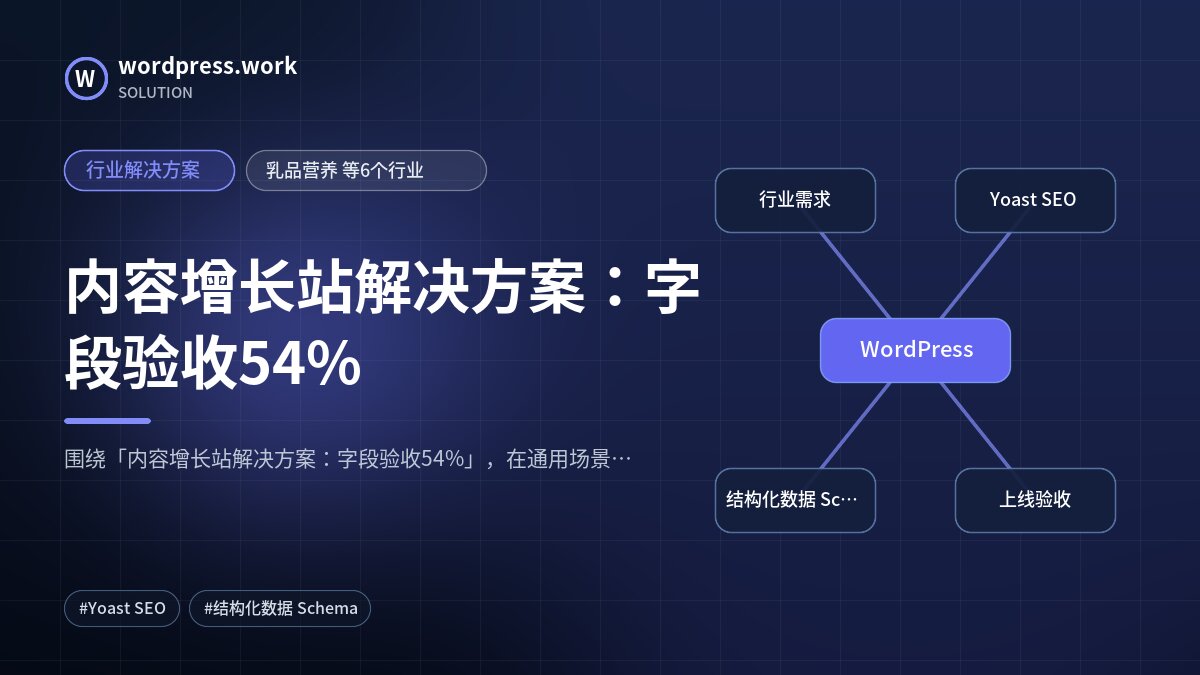 内容增长站解决方案:字段验收54%|行业解决方案|乳品营养 等6个行业