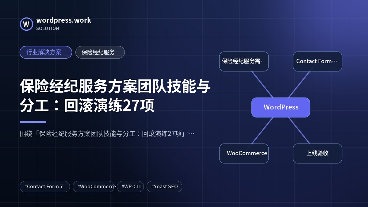 保险经纪服务方案团队技能与分工：回滚演练27项｜行业解决方案｜保险经纪服务