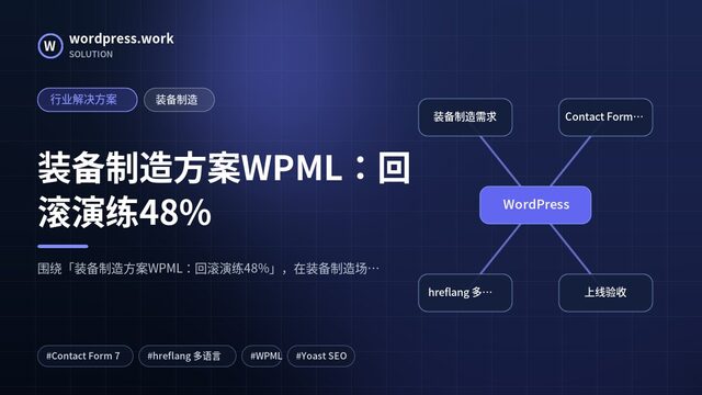装备制造方案WPML:回滚演练48%|行业解决方案|装备制造
