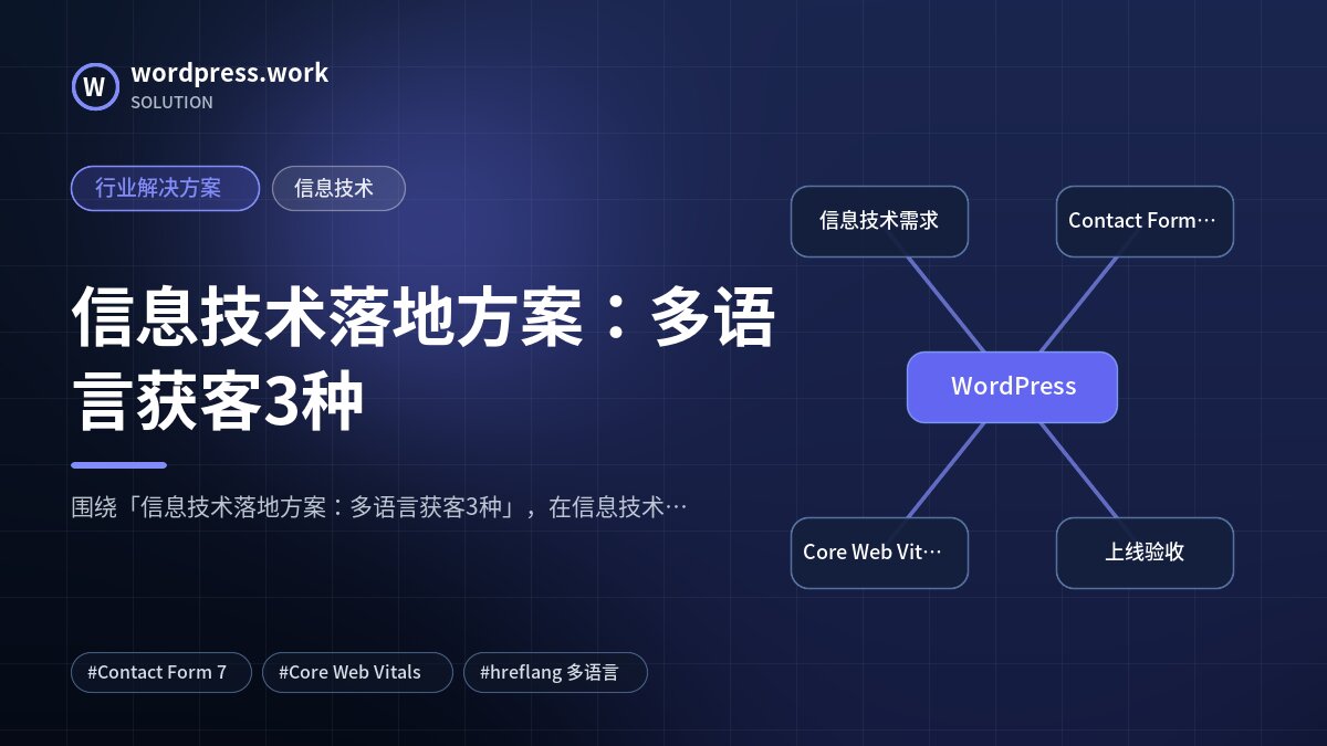 信息技术落地方案:多语言获客3种|行业解决方案|信息技术