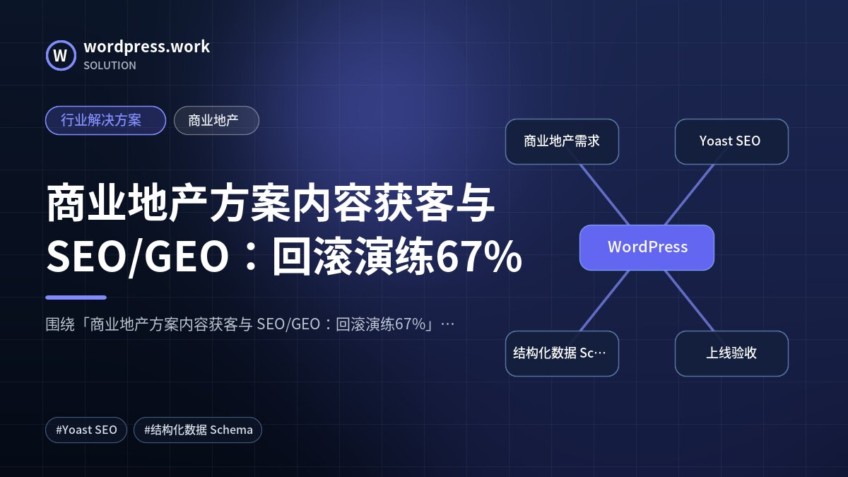商业地产方案内容获客与 SEO/GEO:回滚演练67%|行业解决方案|商业地产
