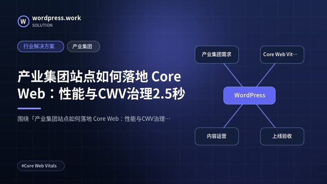 产业集团站点如何落地 Core Web：性能与CWV治理2.5秒｜行业解决方案｜产业集团