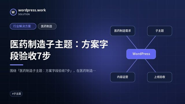 医药制造子主题:方案字段验收7步|行业解决方案|医药制造