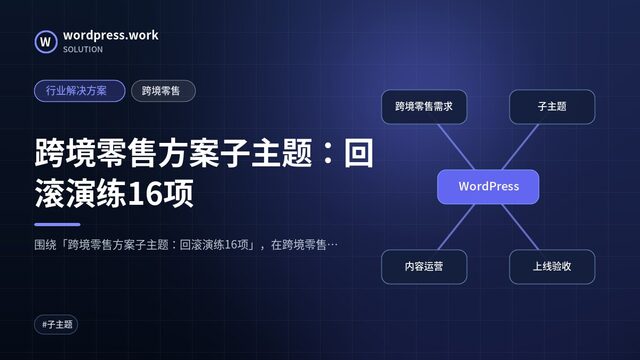 跨境零售方案子主题：回滚演练16项｜行业解决方案｜跨境零售