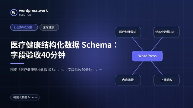 医疗健康结构化数据 Schema：字段验收40分钟｜行业解决方案｜医疗健康