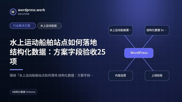 水上运动船舶站点如何落地 结构化数据：方案字段验收25项｜行业解决方案｜水上运动船舶