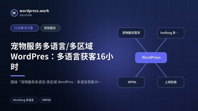 宠物服务多语言/多区域 WordPres：多语言获客16小时｜行业解决方案｜宠物服务