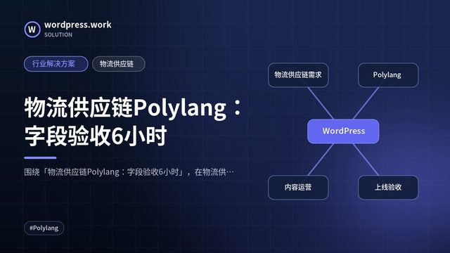 物流供应链Polylang:字段验收6小时|行业解决方案|物流供应链