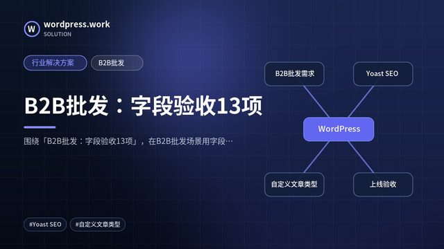 B2B批发:字段验收13项|行业解决方案|B2B批发