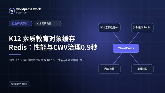 K12 素质教育对象缓存 Redis:性能与CWV治理0.9秒|行业解决方案|K12 素质教育