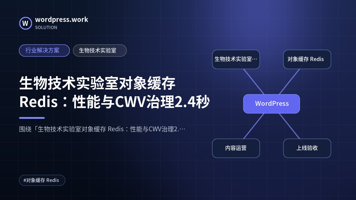 生物技术实验室对象缓存 Redis：性能与CWV治理2.4秒｜行业解决方案｜生物技术实验室