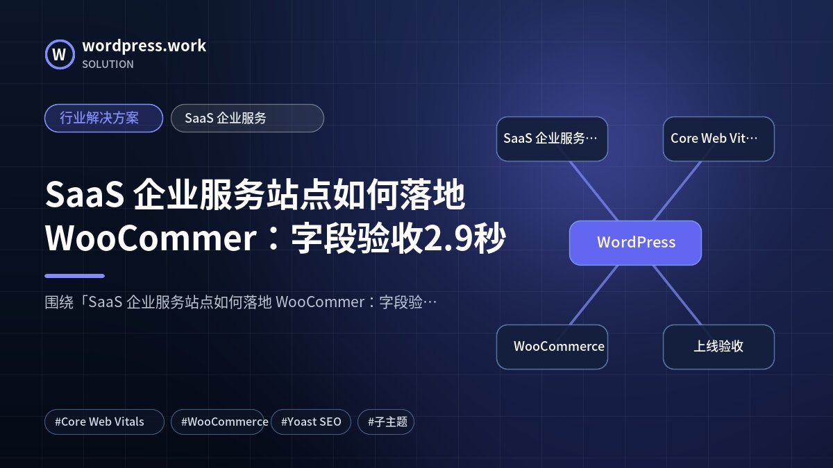 SaaS 企业服务站点如何落地 WooCommer:字段验收2.9秒|行业解决方案|SaaS 企业服务