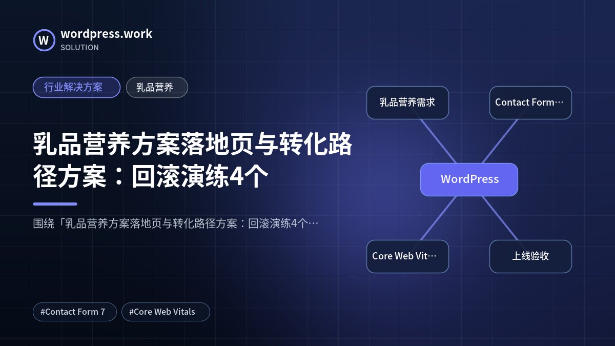 乳品营养方案落地页与转化路径方案:回滚演练4个|行业解决方案|乳品营养