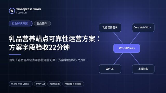 乳品营养站点可靠性运营方案：方案字段验收22分钟｜行业解决方案｜乳品营养