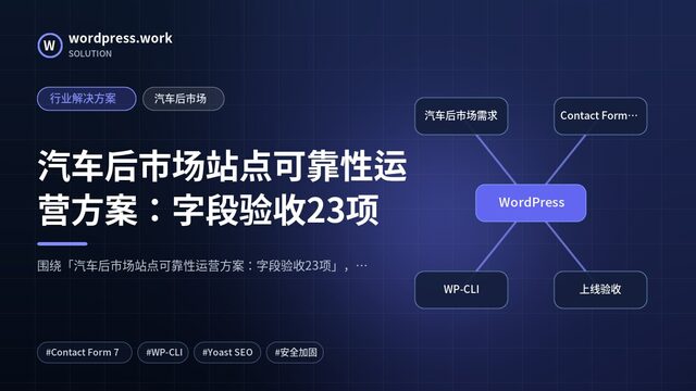 汽车后市场站点可靠性运营方案:字段验收23项|行业解决方案|汽车后市场