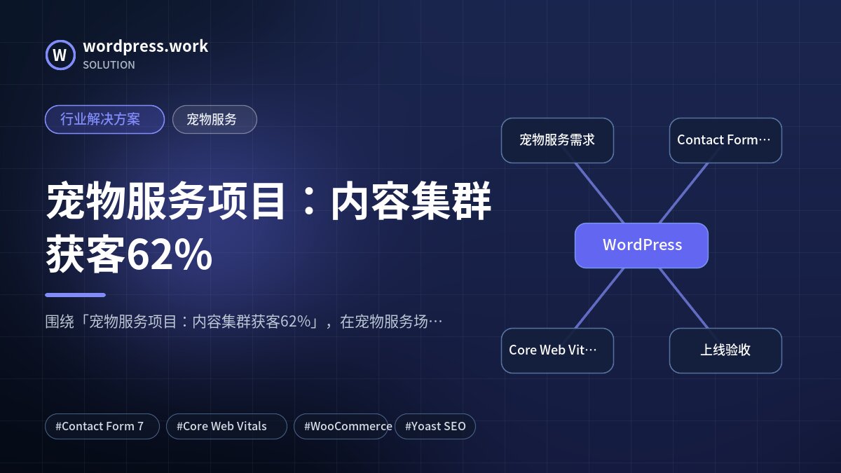 宠物服务项目：内容集群获客62%｜行业解决方案｜宠物服务