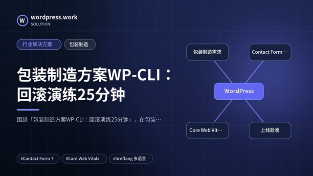 包装制造方案WP-CLI:回滚演练25分钟|行业解决方案|包装制造
