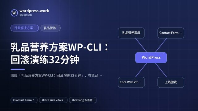 乳品营养方案WP-CLI:回滚演练32分钟|行业解决方案|乳品营养