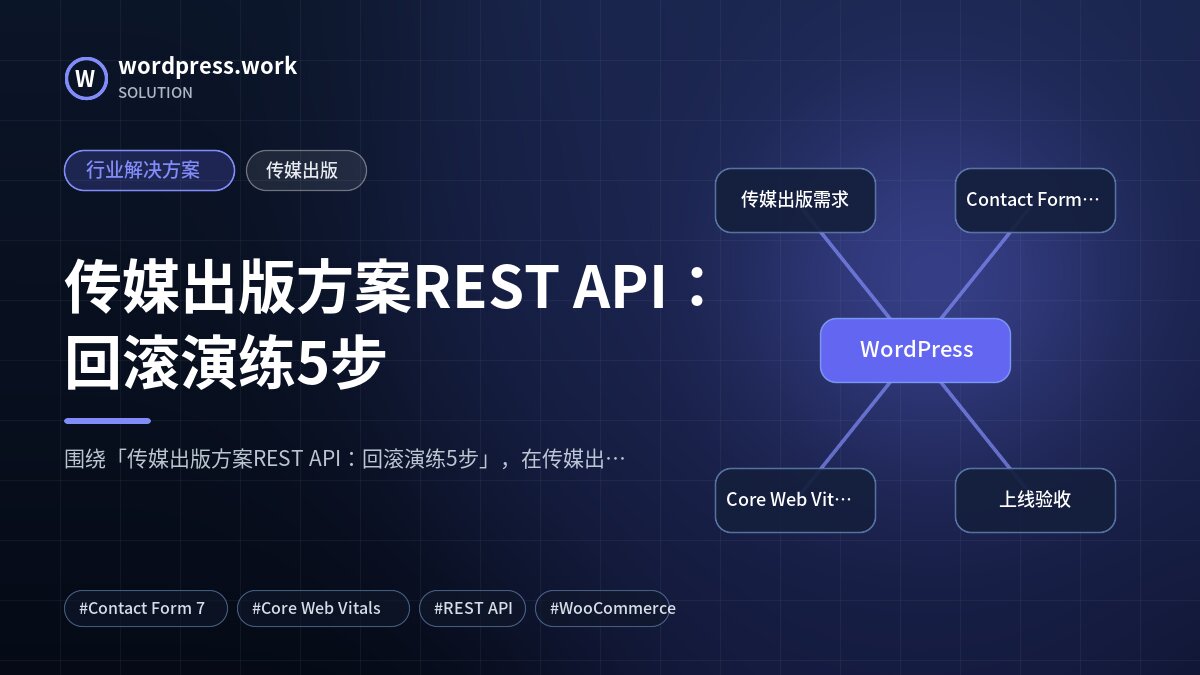 传媒出版方案REST API：回滚演练5步｜行业解决方案｜传媒出版