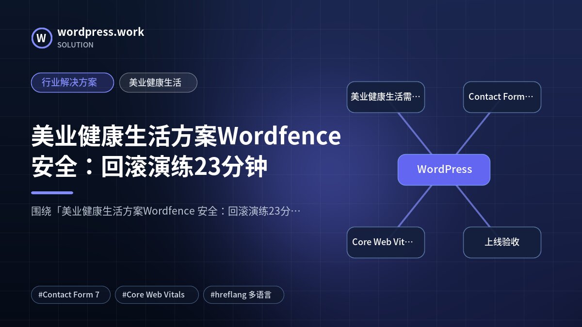 美业健康生活方案Wordfence 安全：回滚演练23分钟｜行业解决方案｜美业健康生活