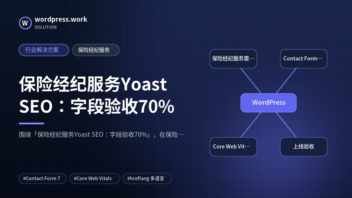 保险经纪服务Yoast SEO:字段验收70%|行业解决方案|保险经纪服务
