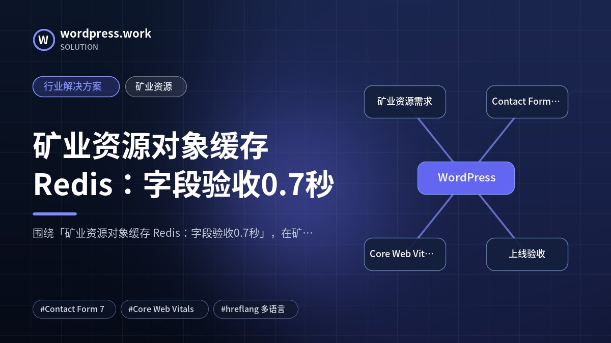 矿业资源对象缓存 Redis：字段验收0.7秒｜行业解决方案｜矿业资源