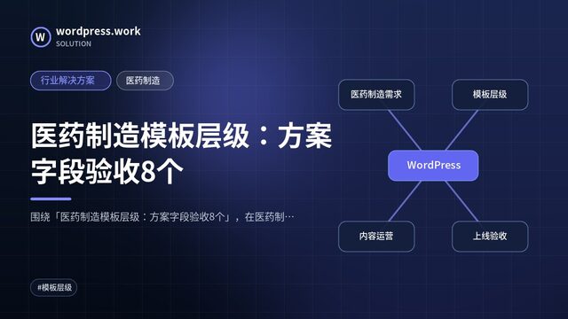 医药制造模板层级:方案字段验收8个|行业解决方案|医药制造