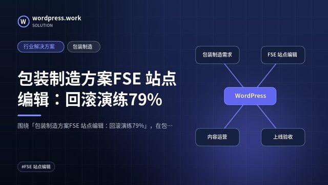 包装制造方案FSE 站点编辑：回滚演练79%｜行业解决方案｜包装制造