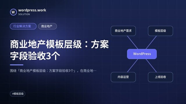 商业地产模板层级:方案字段验收3个|行业解决方案|商业地产