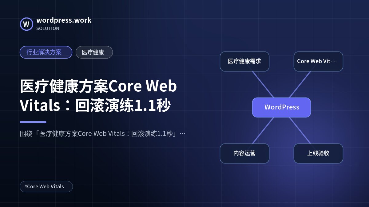 医疗健康方案Core Web Vitals：回滚演练1.1秒｜行业解决方案｜医疗健康