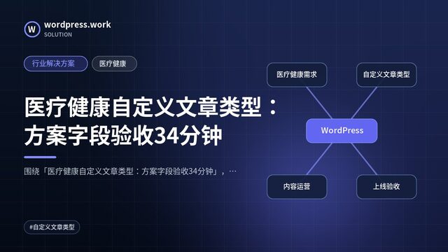 医疗健康自定义文章类型：方案字段验收34分钟｜行业解决方案｜医疗健康