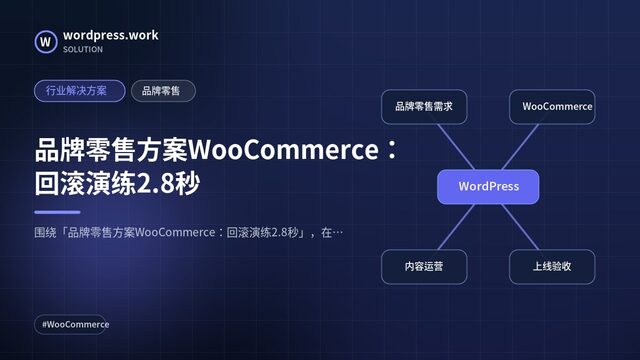 品牌零售方案WooCommerce:回滚演练2.8秒|行业解决方案|品牌零售