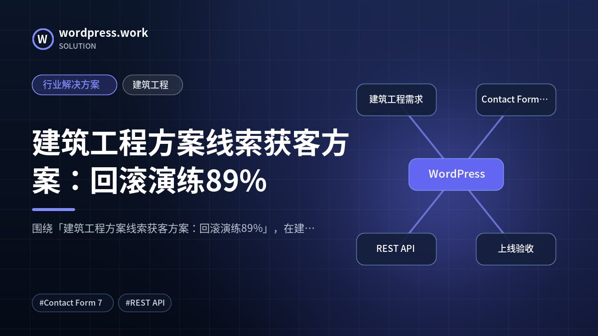 建筑工程方案线索获客方案：回滚演练89%｜行业解决方案｜建筑工程