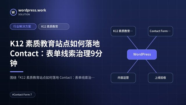 K12 素质教育站点如何落地 Contact:表单线索治理9分钟|行业解决方案|K12 素质教育