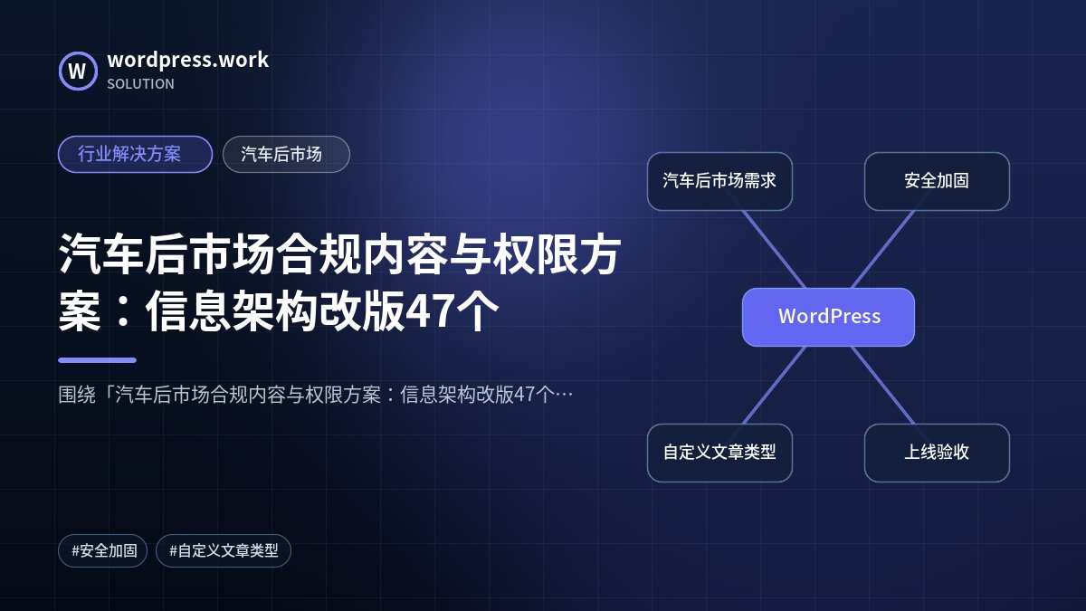 汽车后市场合规内容与权限方案:信息架构改版47个|行业解决方案|汽车后市场