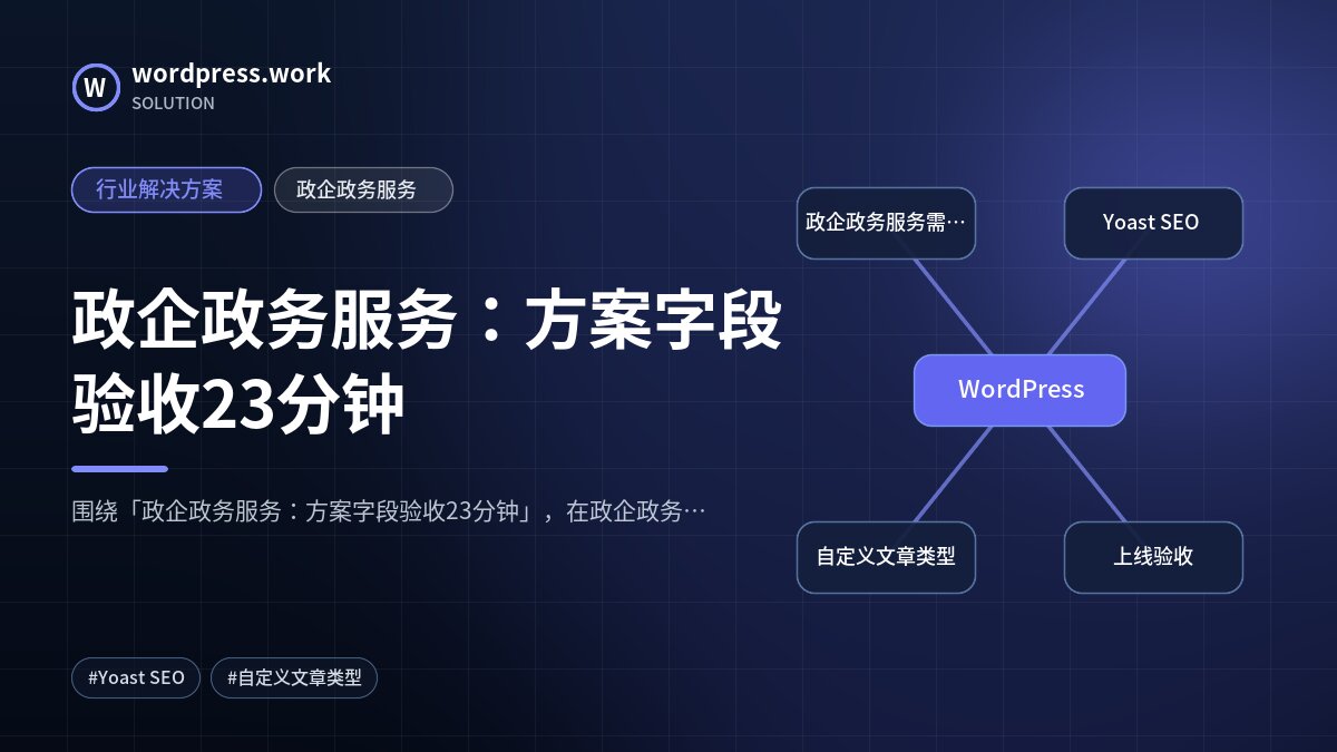 政企政务服务：方案字段验收23分钟｜行业解决方案｜政企政务服务