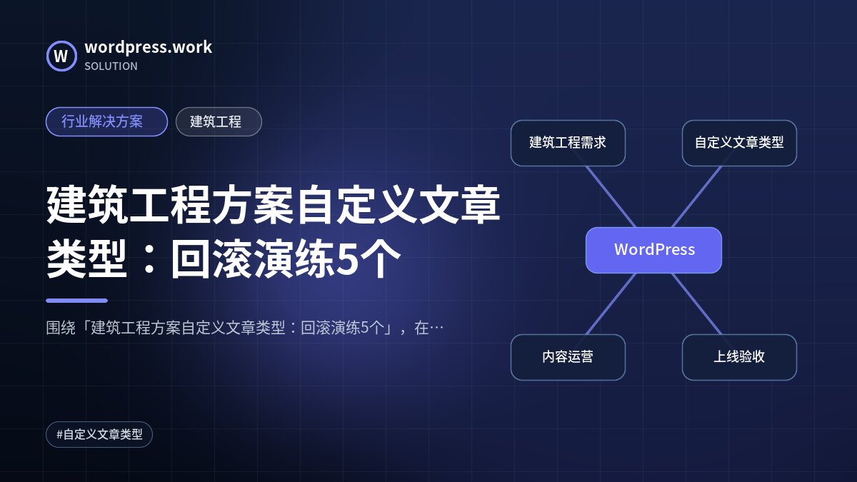 建筑工程方案自定义文章类型：回滚演练5个｜行业解决方案｜建筑工程