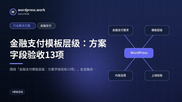 金融支付模板层级:方案字段验收13项|行业解决方案|金融支付