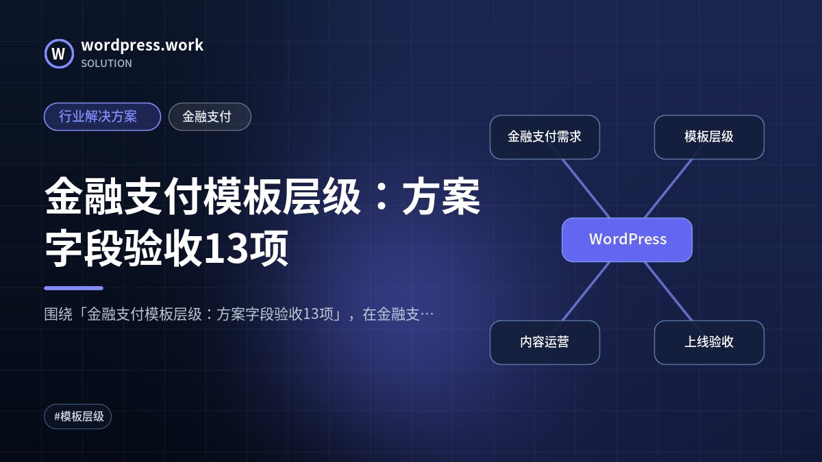 金融支付模板层级:方案字段验收13项|行业解决方案|金融支付